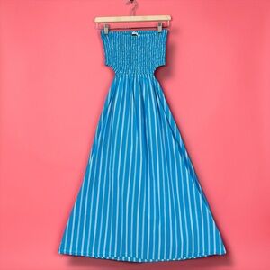 Faithfull the Brand Blue Strapless Dress